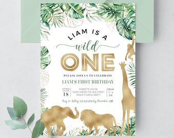 EDITABLE Wild One Birthday Invitation Wild One Birthday Boy First Birthday One Wild Year  First Birthday Boy Wild Child J01