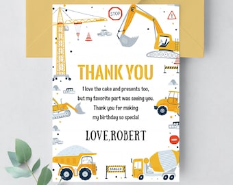 BEWERKBARE bouw-bedankkaart bedankbriefjes schattig bouw verjaardagsfeestje bouw partij gunsten Instant Download C001