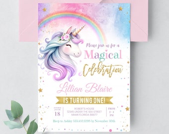 Unicorn Birthday Invitation Unicorn Birthday Invitation Download Editable Unicorn Birthday Invitation Unicorn Party Invitation UN201