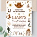 Editable My First Rodeo Invitation Cowboy Birthday Invite Wild West ...