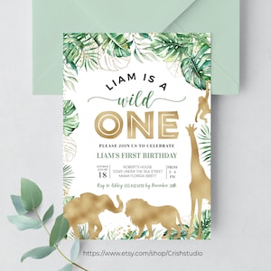 EDITABLE Wild One Birthday Invitation Wild One Birthday Boy First Birthday One Wild Year  First Birthday Boy Wild Child J01