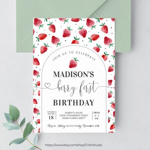 EDITABLE Berry Premier anniversaire Invitation Fraise Invitation Fraise Anniversaire Berry Premier anniversaire Berry 1er anniversaire BF23
