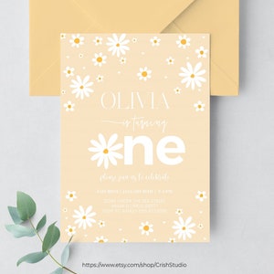 Daisy Birthday Invitation Editable Retro Daisy  Boho Daisy First Birthday Daisy Invitation Daisy Party Decor D107