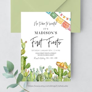 First Fiesta Birthday, Invitation Girl, First Fiesta, Modern Birthday Invite, 1st, Editable, Digital Template, INSTANT DOWNLOAD FT101