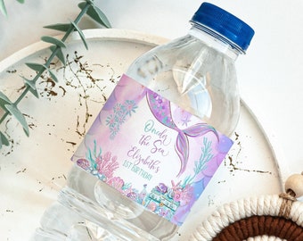 Editable Oneder The Sea Water Bottle Labels Little Mermaid Invitation Mermaid Birthday Invitation Mermaid Tail Under The Sea M101