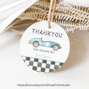 Editable TWO Fast Birthday Favor tags Race Car 2nd Birthday Thank you tags Racing  Vintage Racecar Printable Template R102 R202