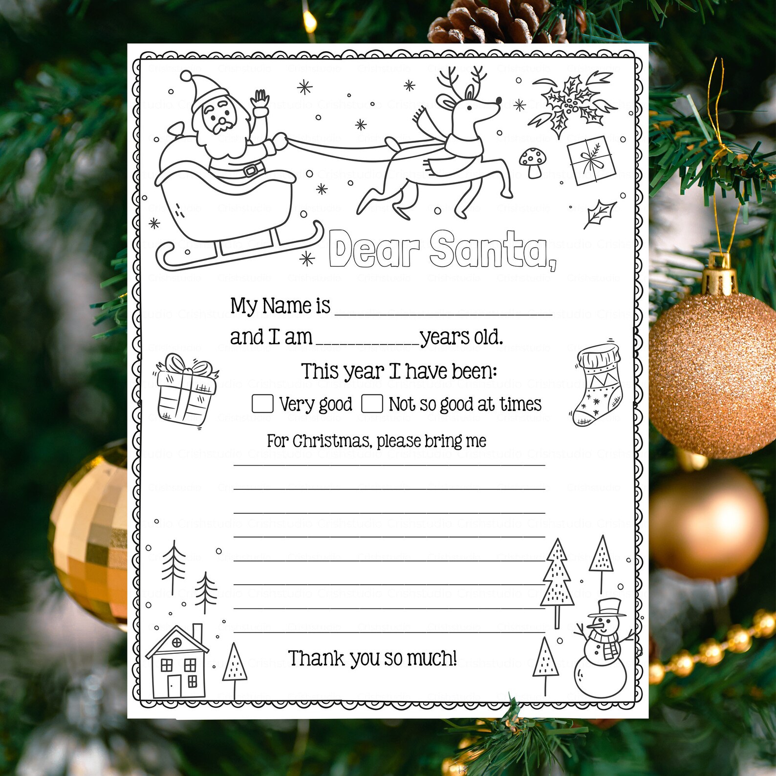 Letter to Santa Printable Coloring Letter to Santa Easy to - Etsy UK