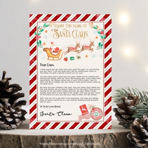 Carta de Santa Carta editable de Santa Elfo Carta de Santa Carta de Santa Descargar Carta personalizada de Santa SL102