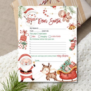 Brief an den Weihnachtsmann zum Ausdrucken Einfach, Brief an den Weihnachtsmann zu drucken Sofortiger Download an den Weihnachtsbrief an Santa
