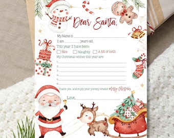 Letter To Santa Printable Easy To Print Letter To Santa Letter Instant Download To Santa Template Letter To Santa