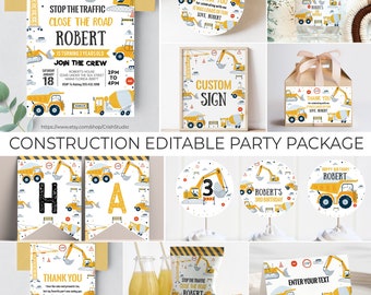 EDITABLE Construction Birthday Package Construction Party Favors Construction Birthday Party Construction Party Decorations C001