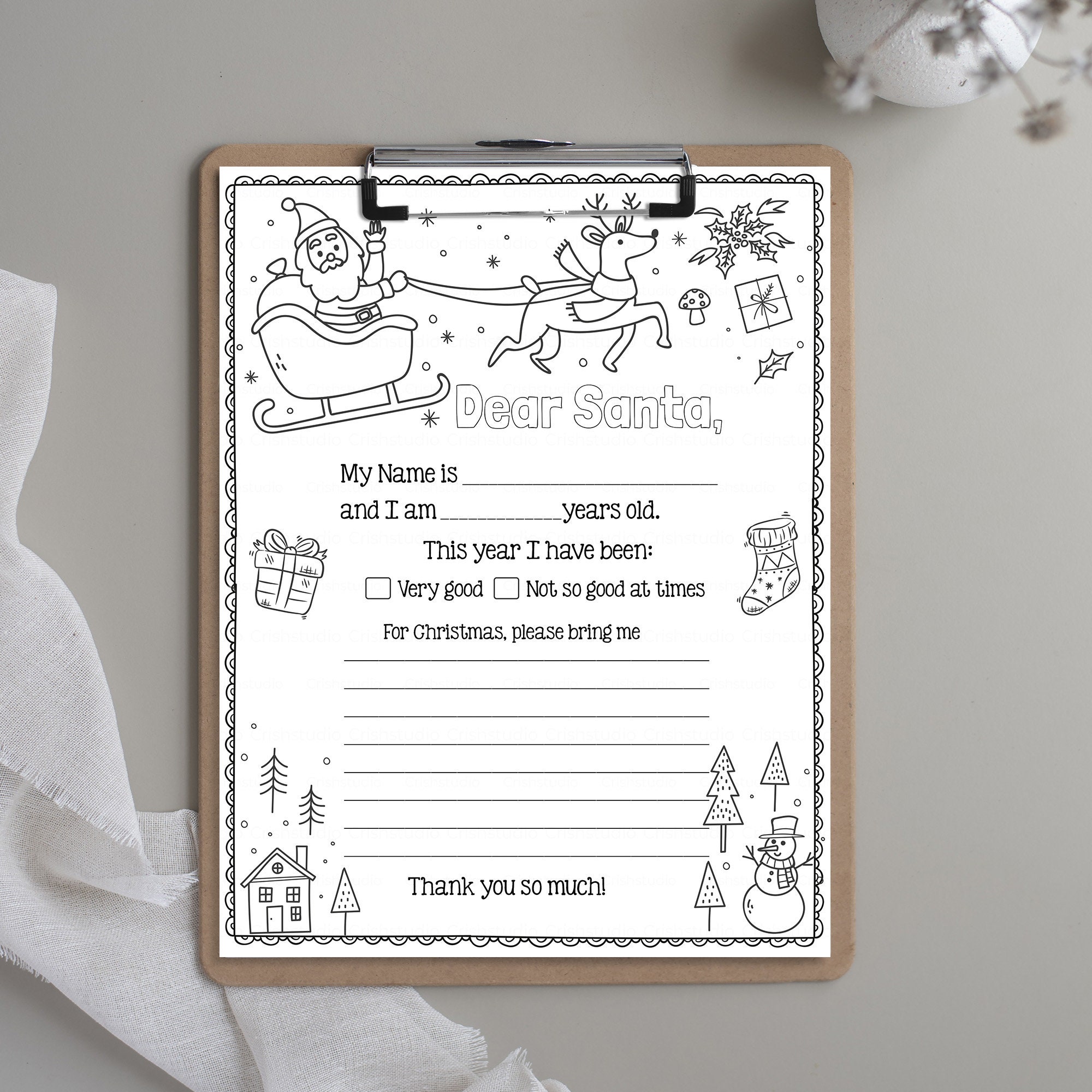 Letter to Santa Printable Coloring Letter to Santa Easy to - Etsy UK