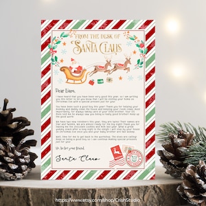 Carta de Santa Carta editable de Santa Elfo Carta de Santa Carta de Santa Descargar Carta personalizada de Santa SL101