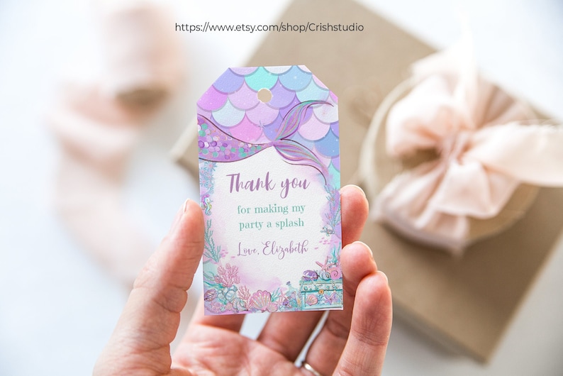 Under the Sea Mermaid Favor Tag Editable Thank You Tags Favor Tags Gift ...