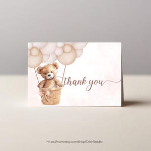 Bewerkbaar We Can Bearly Wait Baby Shower Tank You Card Luchtballon T103