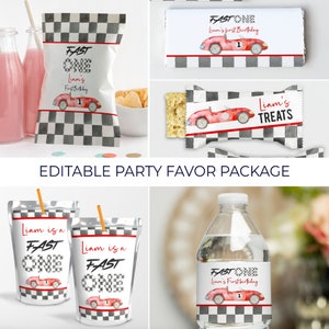 EDITABLE Fast One Party Favor Package Fast One Birthday Birthday Package Race Car Birthday 1st Birthday Boy Car Theme Birthday R303