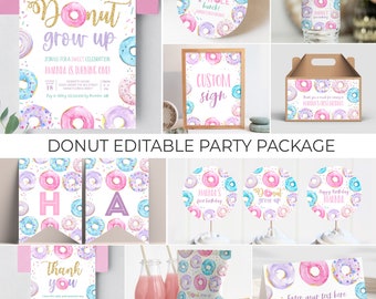 Donut Anbauen Geburtstag Paket Donut Geburtstag Bearbeitbar Donut Geburtstagsfeier Erster Geburtstag Benutzerdefinierte Barnyard Geburtstagskind D006