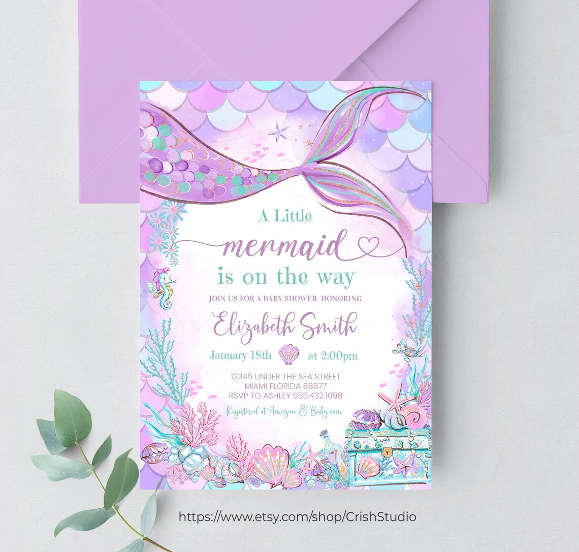 Editable Mermaid Baby Shower Set Baby Shower Bundle Baby - Etsy
