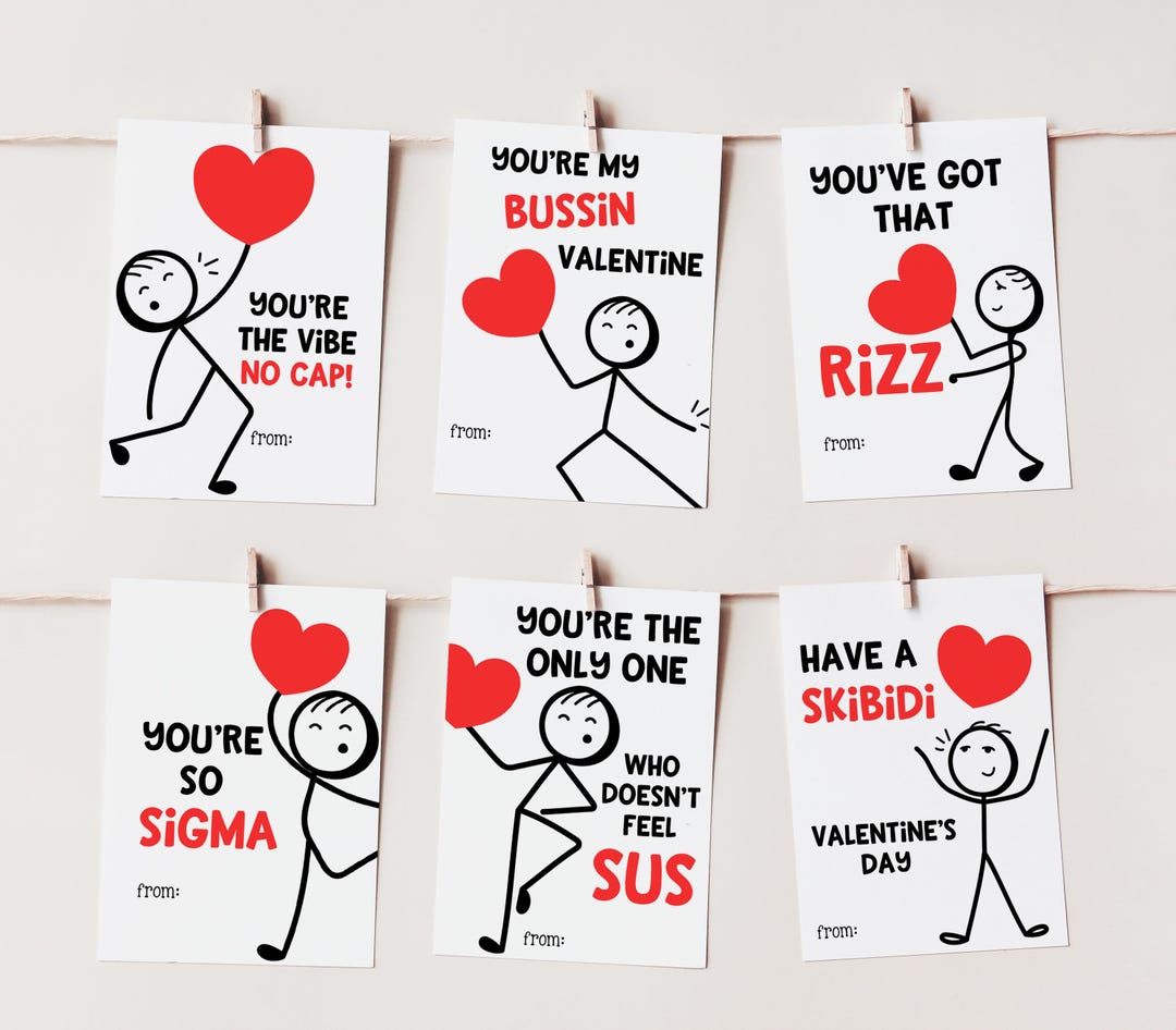 Instant Download Slang Kids Valentine's Day Cards Funny Printable ...