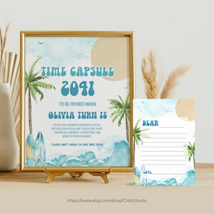 Carte capsule temporelle The Big One Birthday avec plaque décorative The Big One Birthday Capsule temporelle 1er anniversaire The Big One BO1