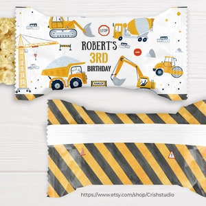 Modifiable Construction Riz Treat Wrappers Construction Party Favors Construction Fête D'anniversaire Construction Party Décorations C001