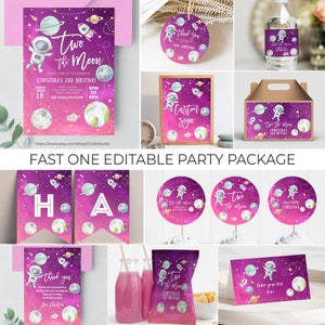 Two The Moon Birthday Package Birthday Girl Editable Two The Moon Birthday Decor Two The Moon Birthday Outer Space Birthday Girl TM02