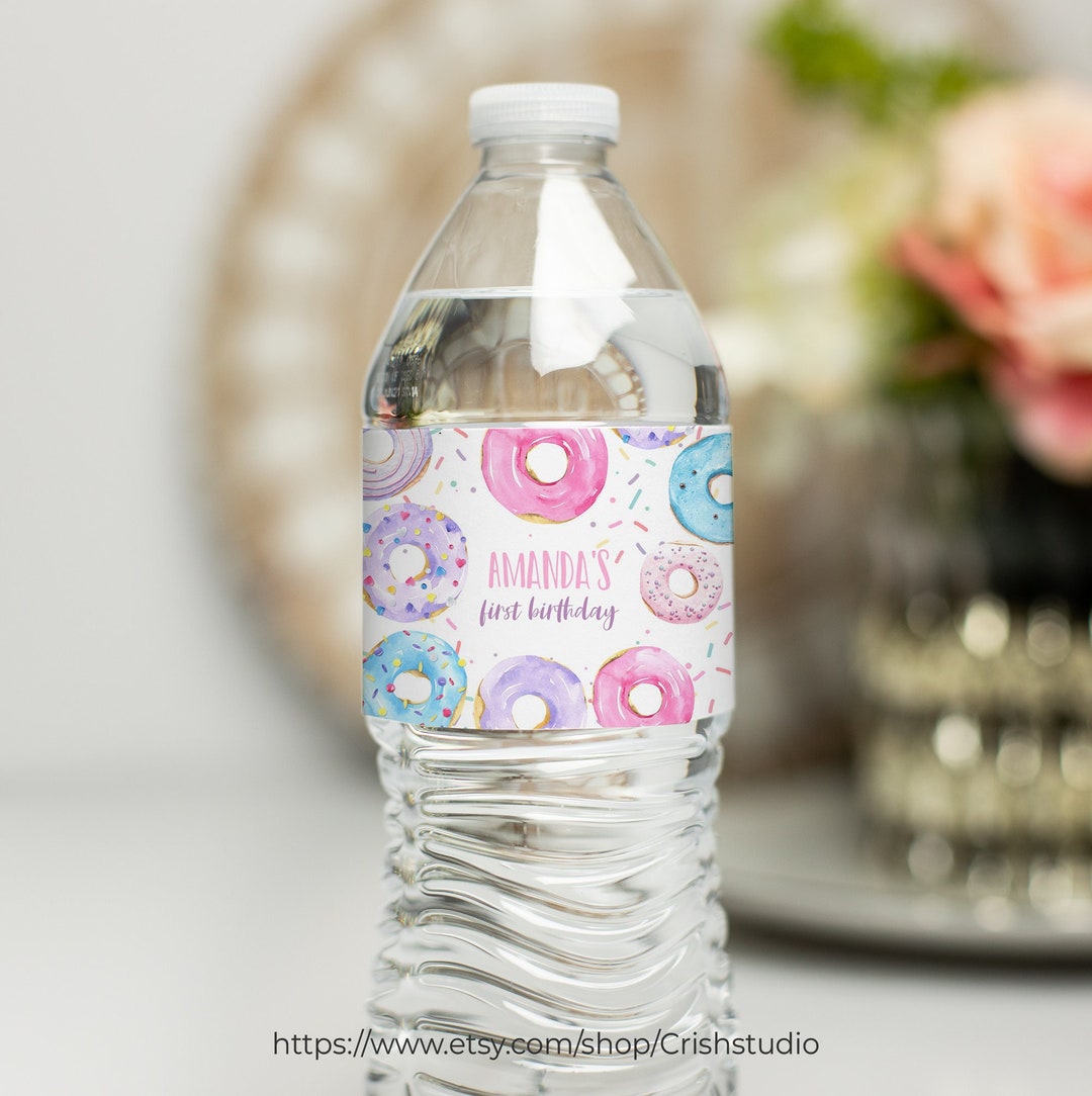 Donut Grow up Birthday Water Bottle Labels Donut Birthday Editable ...