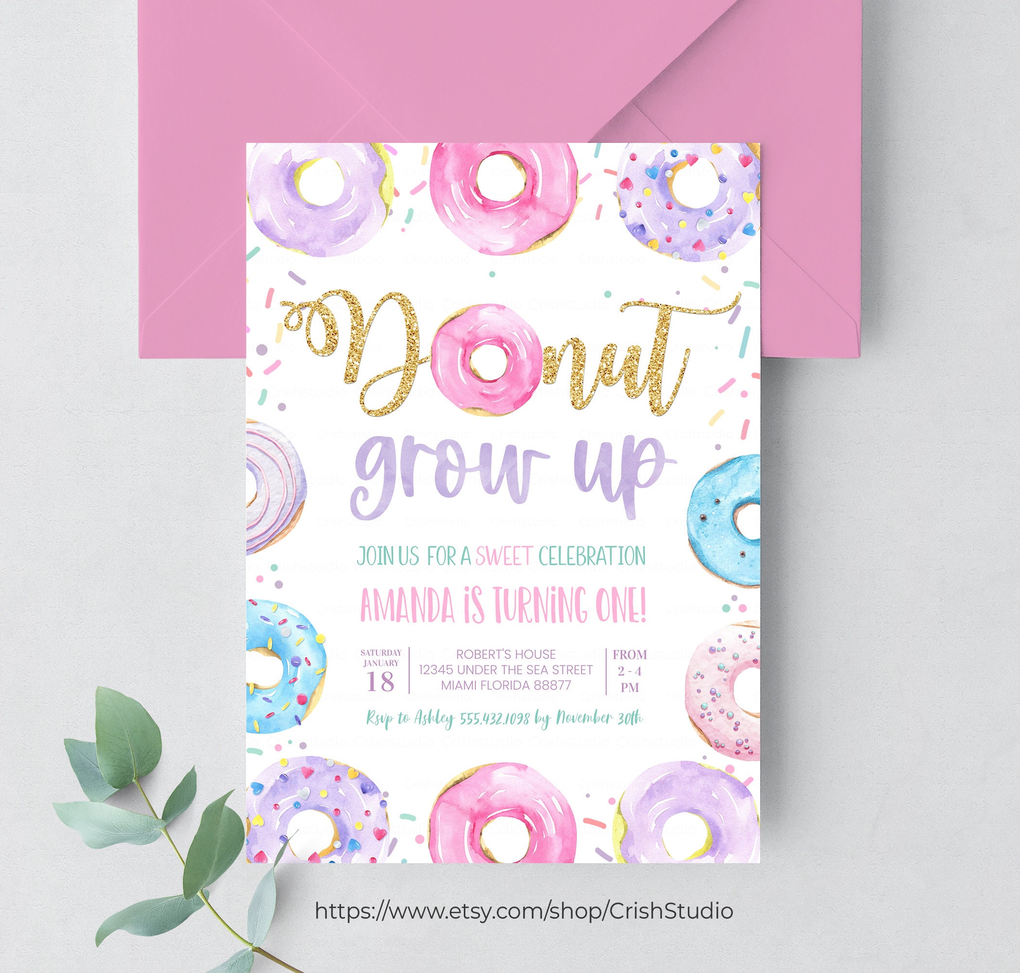 Donut Grow Up Birthday Water Bottle Stickers - 20 Waterproof Wrap Labels For Party Decorations