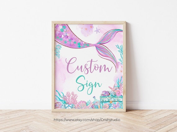 Editable Oneder The Sea Custom Sign Customizable Sign Gift Table Sign  Personalized Sign Custom Birthday Sign Mermaid Birthday M101