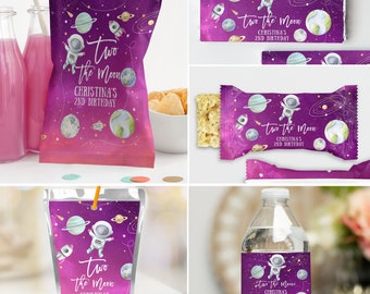Two The Moon Party Favor Package Birthday Girl Editable Two The Moon Birthday Decor Two The Moon Birthday Outer Space Birthday Girl TM02