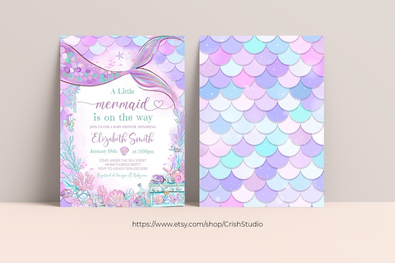 Editable Mermaid Baby Shower Invitation Baby Shower Invites Etsy