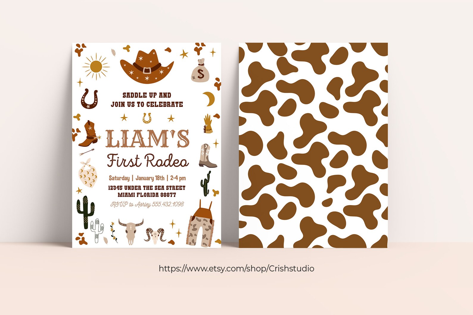 Editable My First Rodeo Invitation Cowboy Birthday Invite Wild West ...