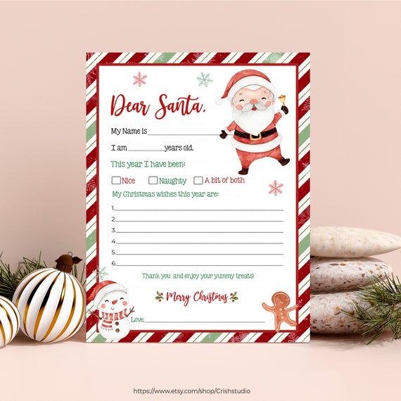 Letter to Santa Printable Easy to Print Letter to Santa Letter