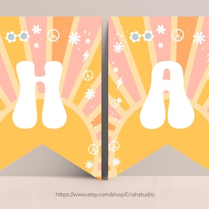 Bearbeitbare Happy Birthday Banner Groovy Daisy Birthday Girl Party Dekorationen Sofort Download Printable Digital, G114