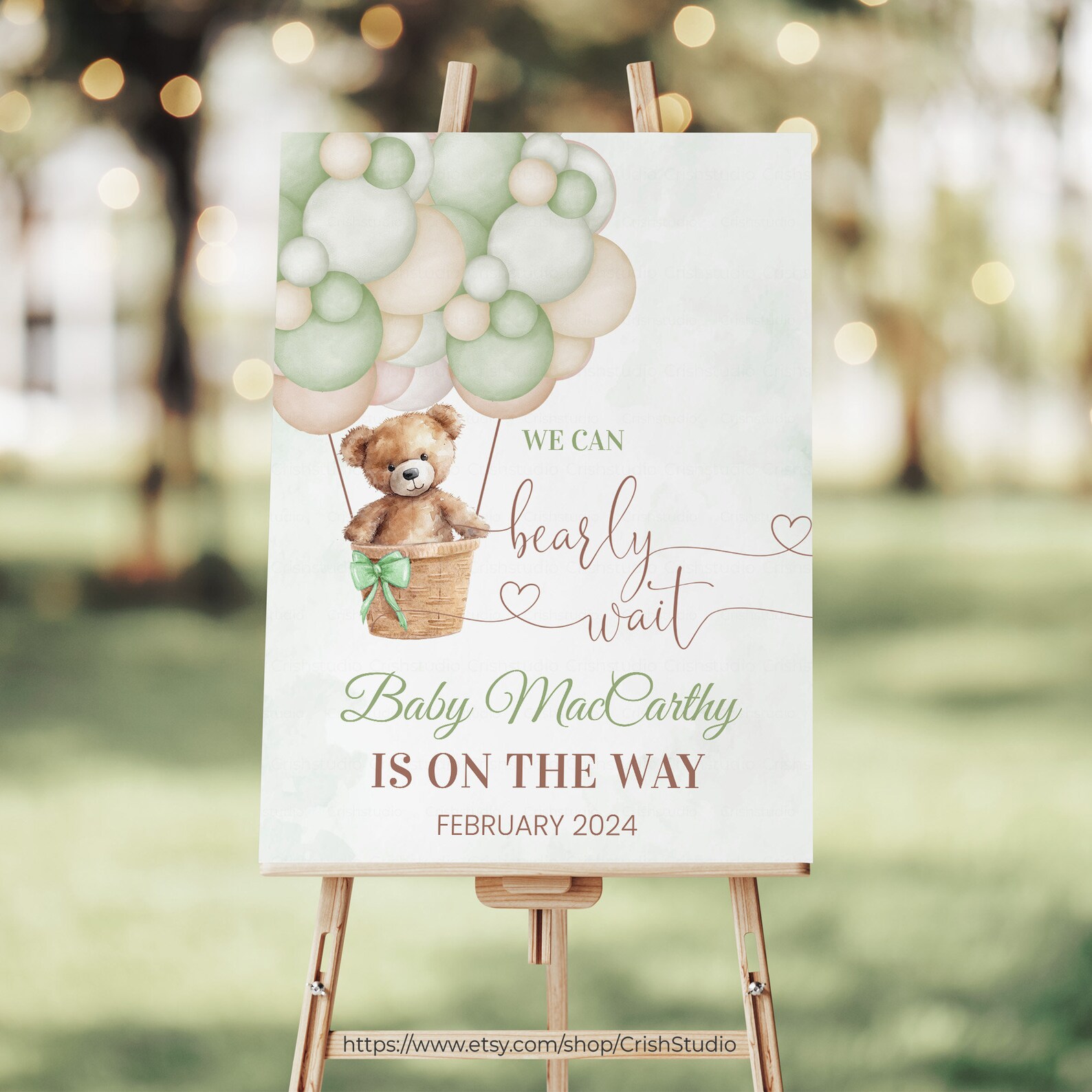 Editable We Can Bearly Wait Baby Shower Invitation Teddy Bear Sage Hot ...
