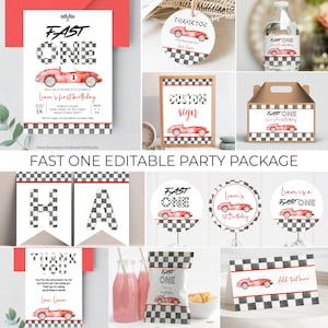 EDITABLE Fast One Birthday Package Fast One Birthday Barnyard Birthday Race Car Birthday 1st Birthday Boy Car Theme Birthday R303