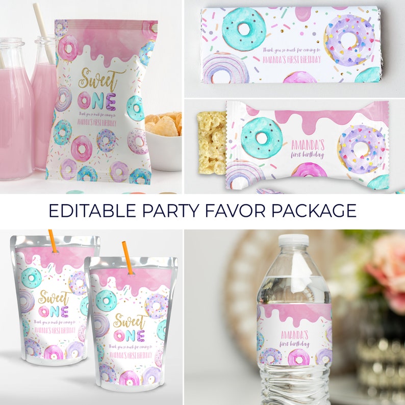 Sweet One Birthday Candy Bar Donut Birthday Editable Donut Birthday ...