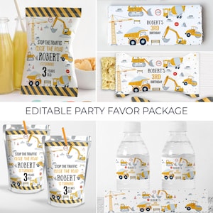 EDITABLE Construction Party Favor Package Construction Party Favors Construction Birthday Party Construction Party Decorations C001