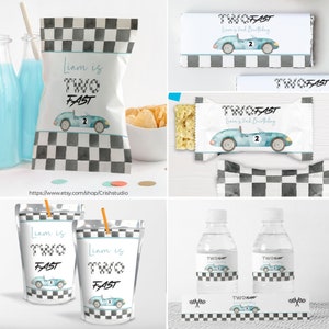 Editable Two fast Party Decorations Racecar Package Birthday Racing car Vintage Boy Bundle Party Package Digital Instant Download R102