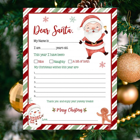 Letter to Santa Printable Easy to Print Letter to Santa Letter
