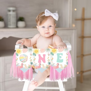 Editable One In The Sun Pool One High Chair Banner Birthday High Chair Banner Pool Party Decor Pool Party With Watercolors For Girls POL101