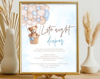 Instant Download Teddy Bear Late Night Diaper Baby Shower Sign Table Signs We Can Bearly Wait Baby Shower Signs Fun Baby Shower Games T101