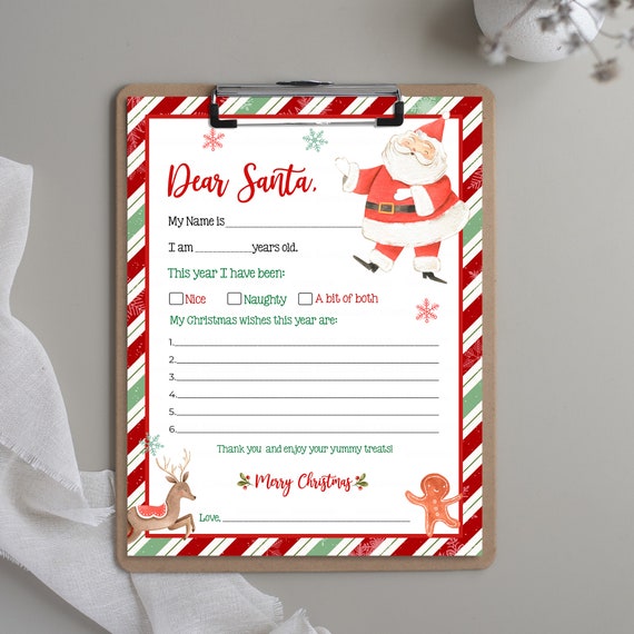 Letter to Santa Printable Easy to Print Letter to Santa Letter