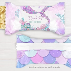 Editable Oneder The Sea Rice Treat Wrappers Candy Wrappers Rice Candy Bar Wrapper Candy Labels Mermaid Birthday Mermaid Party Favors M101