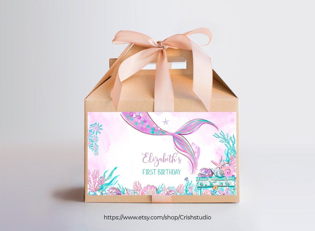 Editable Oneder the Sea Favor Box Template Box Label Birthday Gift Box ...