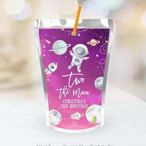 Two The Moon Juice Label Birthday Girl Editable Two The Moon Birthday Decor Two The Moon Birthday Outer Space Birthday Girl TM02