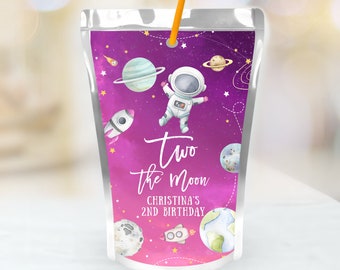 Two The Moon Juice Label Birthday Girl Editable Two The Moon Birthday Decor Two The Moon Birthday Outer Space Birthday Girl TM02