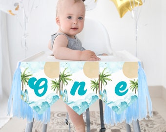 The Big One Birthday High Chair Banner One High Chair Banner The Big One Party The Big One Birthday Decor The Big One Surf Birthday BO1