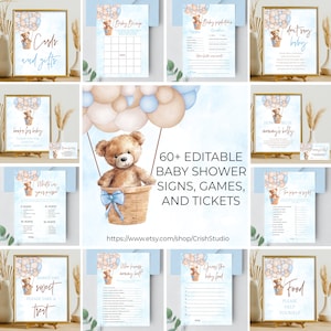 EDITABLE Teddy Bear Baby Shower Game Baby Shower Games We Can Bearly Wait Baby Shower Bingo Baby Shower Activity Baby Predictions T101