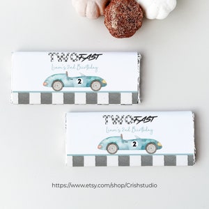 EDITABLE Two fast Candy Bar Wrapper Chocolate Bar Wrappers Racecar party Favors 1st Birthday Digital Download Printable Template R102